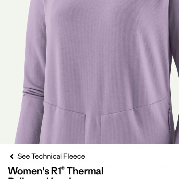Patagonia Women's R1® Thermal Pullover Hoody Concrete Purple Lilac Size M NWOT - Picture 5 of 16